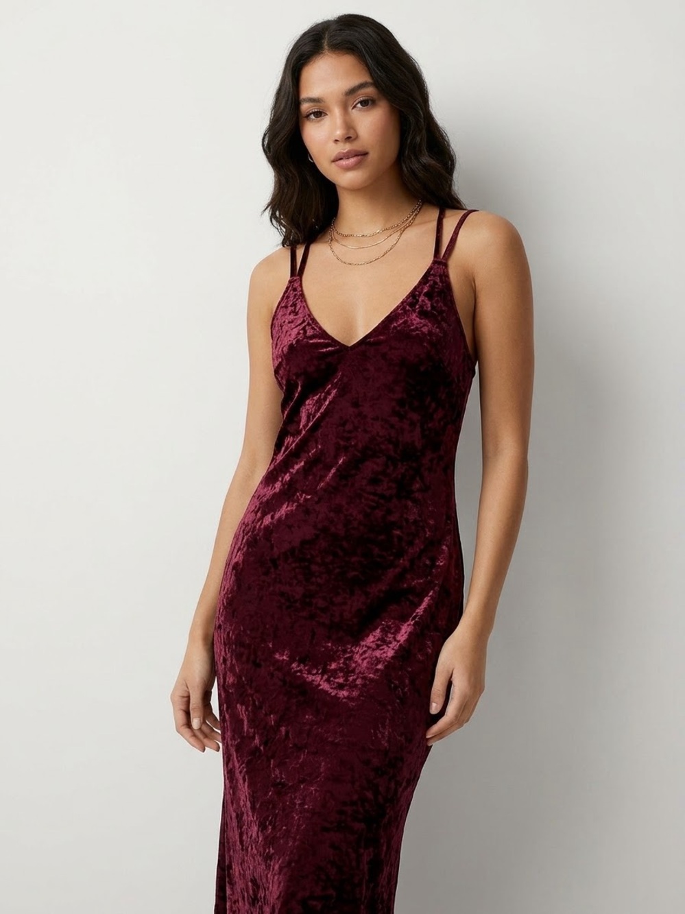 Velvet Slip Dress - Burgundy size Small